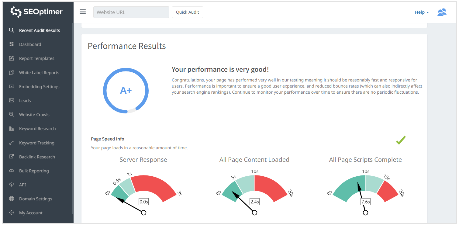 pagespeed nell'audit del sito web